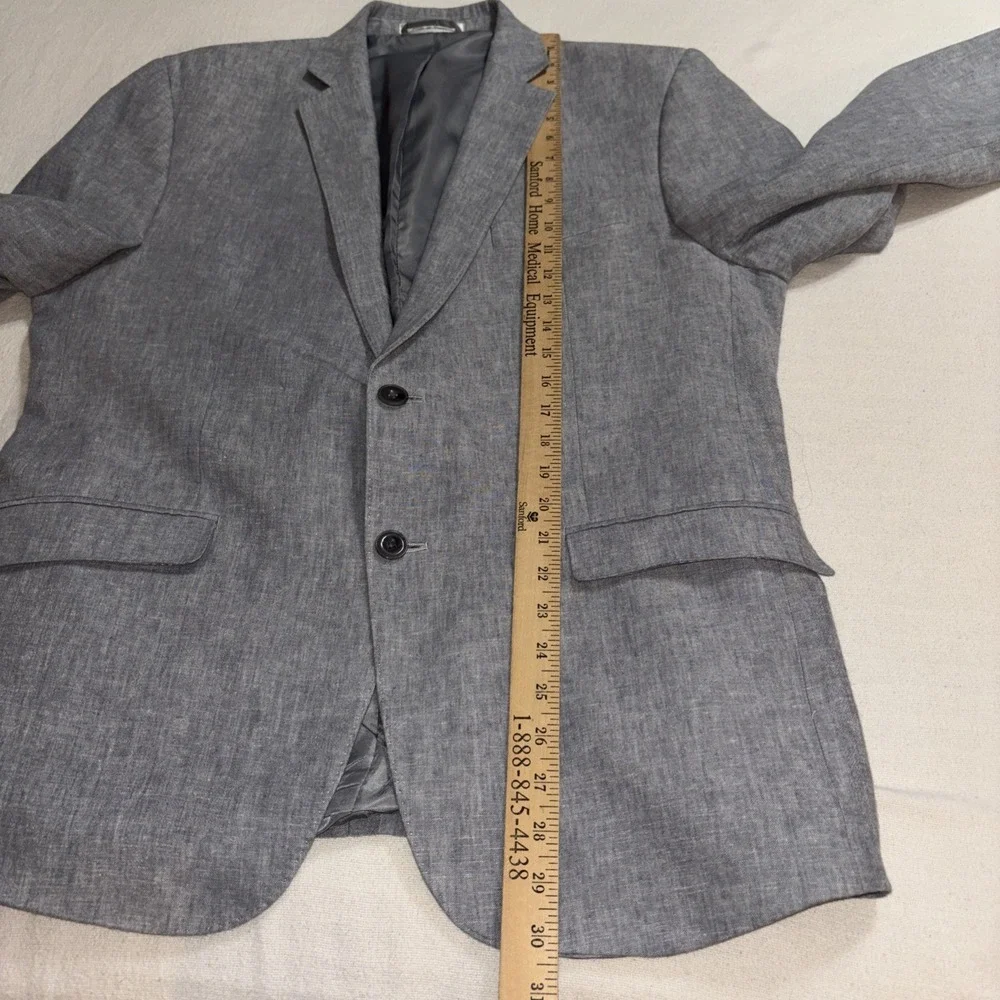 Michael Kors Mens Two Button Grey Blazer Linen Blend Suit Jacket Lightweight 42R